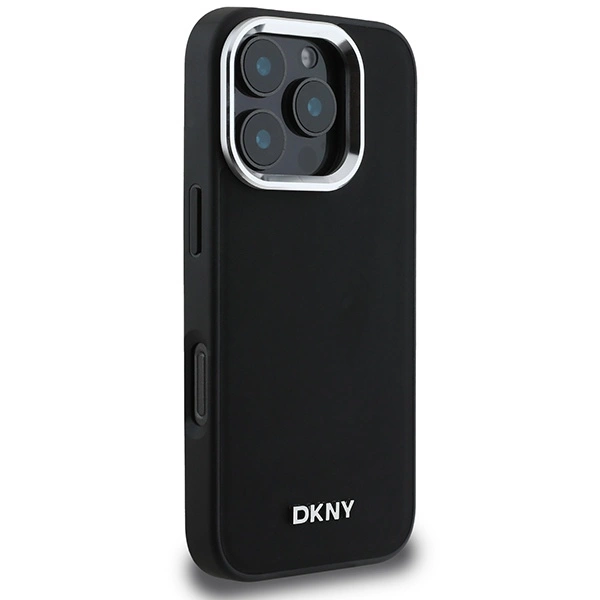 DKNY Plain Silver Logo MagSafe iPhone 16 Pro Max Case - Blackeng