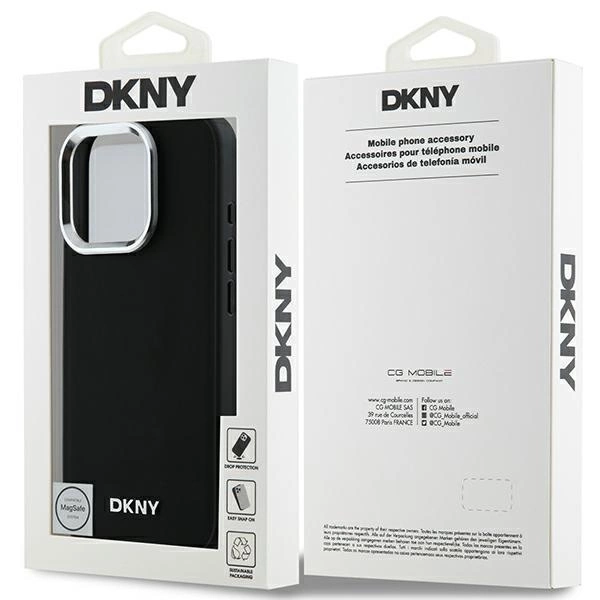 DKNY Plain Silver Logo MagSafe iPhone 16 Pro Max Case - Blackeng