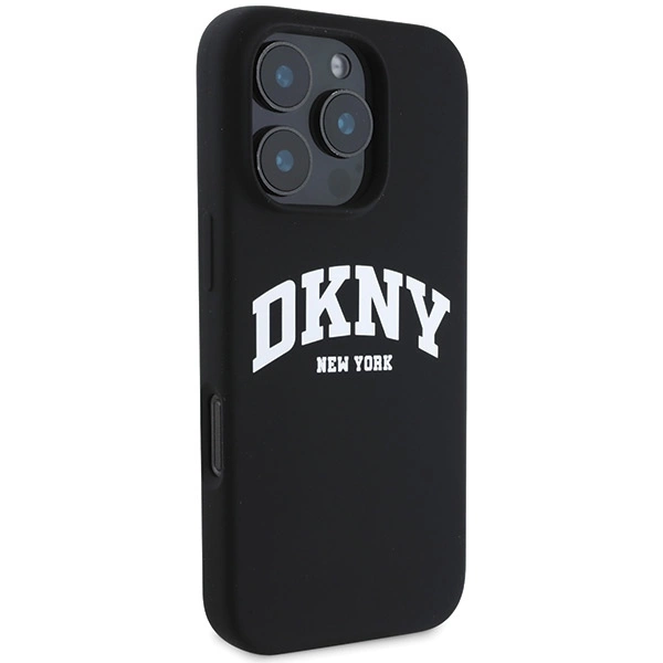 DKNY Silicone White Printed Logo MagSafe Case for iPhone 16 Pro Max - Blackeng