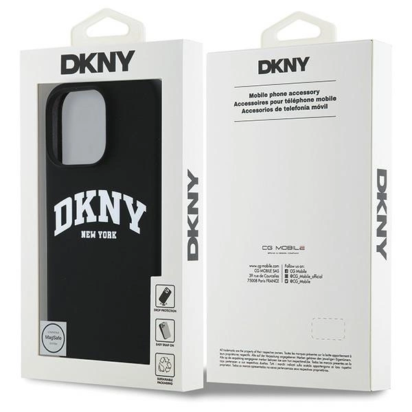 DKNY Silicone White Printed Logo MagSafe Case for iPhone 16 Pro Max - Blackeng