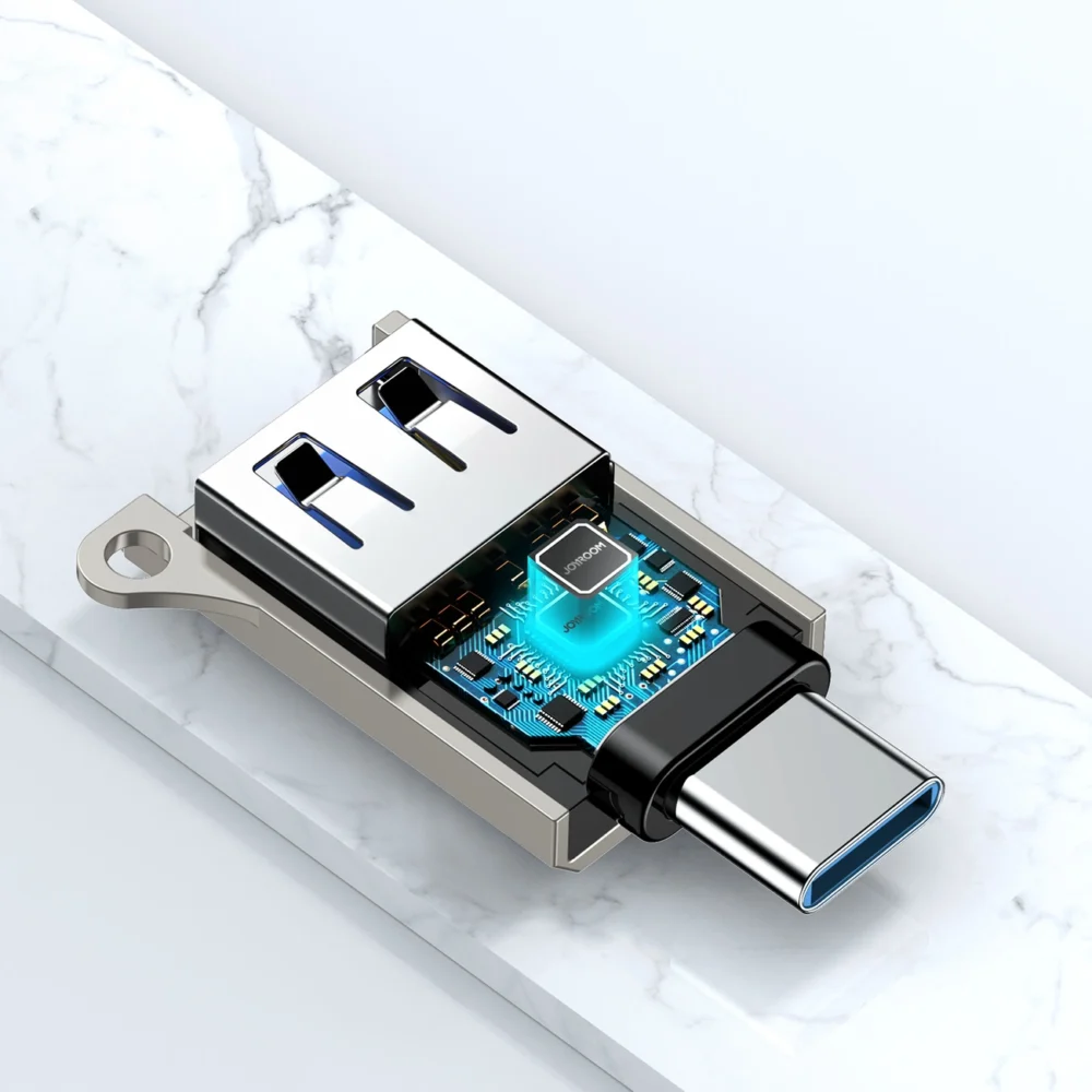 Joyroom S-H151 USB-C (male) / USB-A (female) Adapter with Lanyard Eyelet - Silvereng