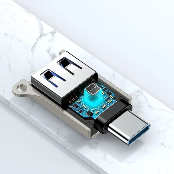 Joyroom S-H151 USB-C (male) / USB-A (female) Adapter with Lanyard Eyelet - Silvereng