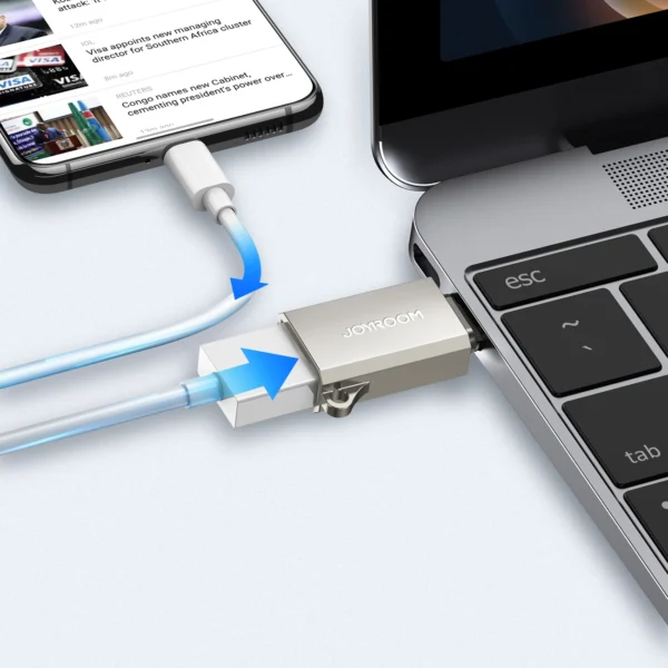 Joyroom S-H151 USB-C (male) / USB-A (female) Adapter with Lanyard Eyelet - Silvereng