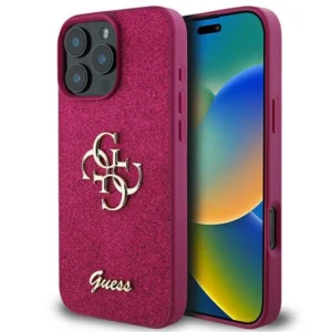 Guess Glitter Script Big 4G iPhone 16 Pro Case - Purpleeng