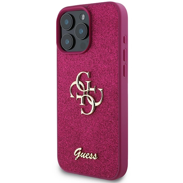 Guess Glitter Script Big 4G iPhone 16 Pro Case - Purpleeng