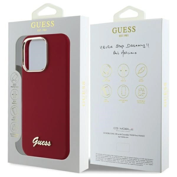 Guess Silicone Script Metal Logo iPhone 16 Pro Case - Pinkeng