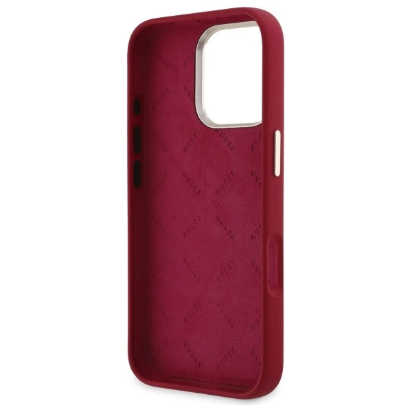 Guess Silicone Script Metal Logo iPhone 16 Pro Max Case - Pinkeng