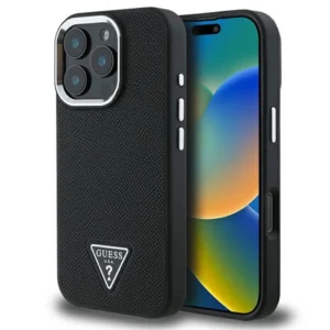 Guess Grained Triangle MagSafe case for iPhone 16 Pro - blackeng