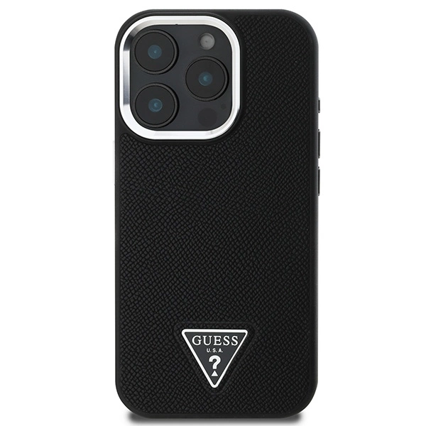 Guess Grained Triangle MagSafe case for iPhone 16 Pro - blackeng