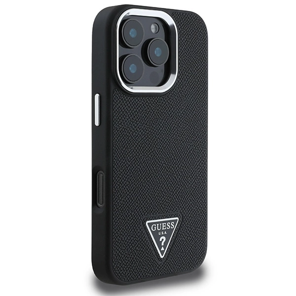 Guess Grained Triangle MagSafe case for iPhone 16 Pro - blackeng