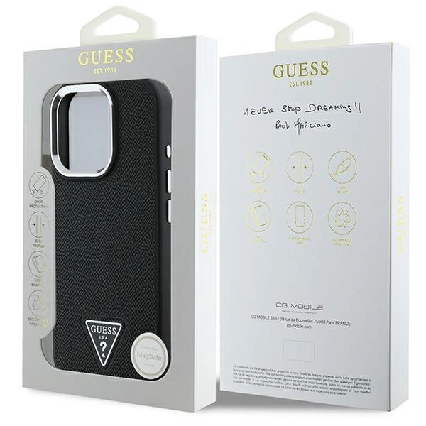 Guess Grained Triangle MagSafe case for iPhone 16 Pro - blackeng