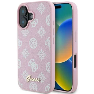Guess Peony Script Logo MagSafe iPhone 16 Plus Case - Pinkeng