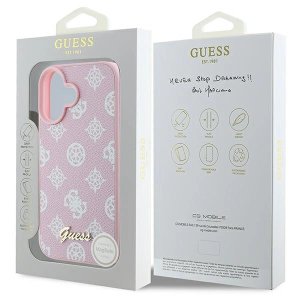 Guess Peony Script Logo MagSafe iPhone 16 Plus Case - Pinkeng