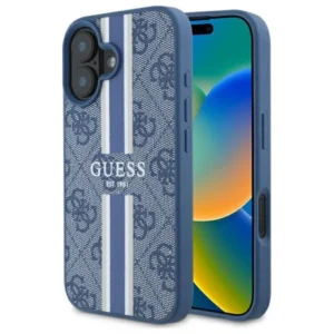 Guess 4G Printed Stripes MagSafe case for iPhone 16 - blueeng