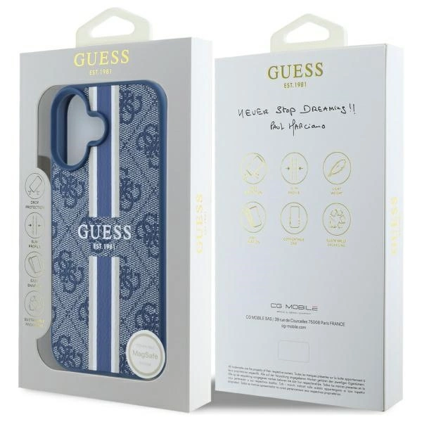 Guess 4G Printed Stripes MagSafe case for iPhone 16 - blueeng