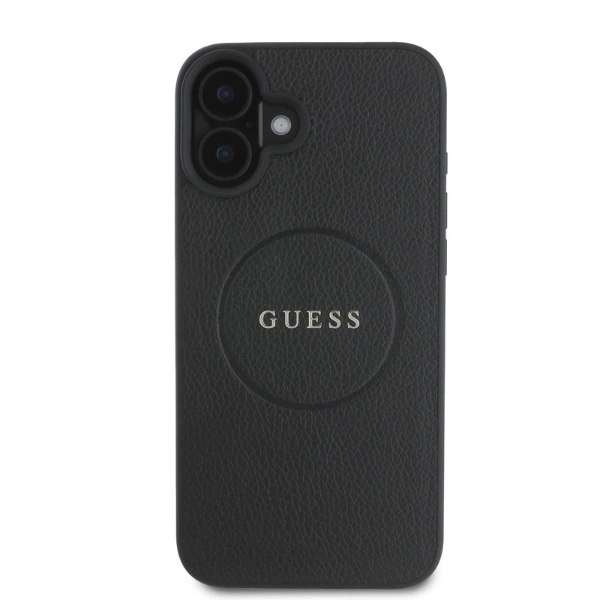 Guess Grained Gold Ring MagSafe case for iPhone 16 - blackeng