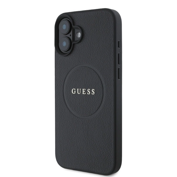 Guess Grained Gold Ring MagSafe case for iPhone 16 - blackeng