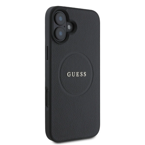 Guess Grained Gold Ring MagSafe case for iPhone 16 - blackeng