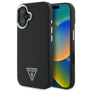 Guess Grained Triangle MagSafe case for iPhone 16 - blackeng