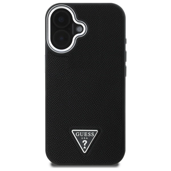 Guess Grained Triangle MagSafe case for iPhone 16 - blackeng