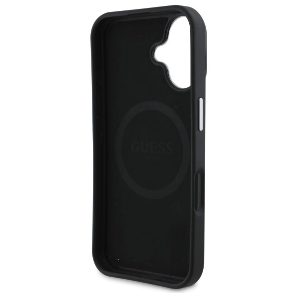 Guess Grained Triangle MagSafe case for iPhone 16 - blackeng
