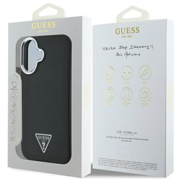 Guess Grained Triangle MagSafe case for iPhone 16 - blackeng