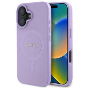 Guess Saffiano MagSafe iPhone 16 Case - Purpleeng