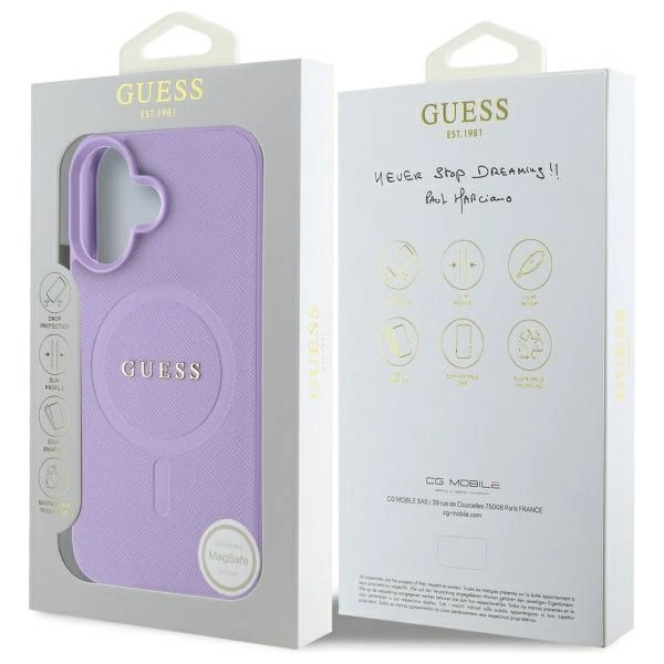 Guess Saffiano MagSafe iPhone 16 Case - Purpleeng