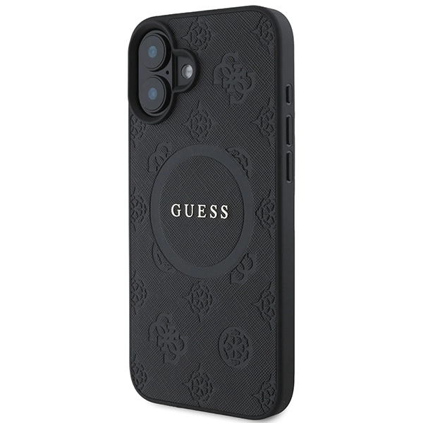 Guess Saffiano Peony Classic Logo MagSafe case for iPhone 16 - blackeng