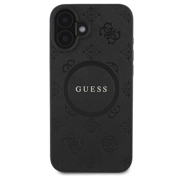 Guess Saffiano Peony Classic Logo MagSafe case for iPhone 16 - blackeng