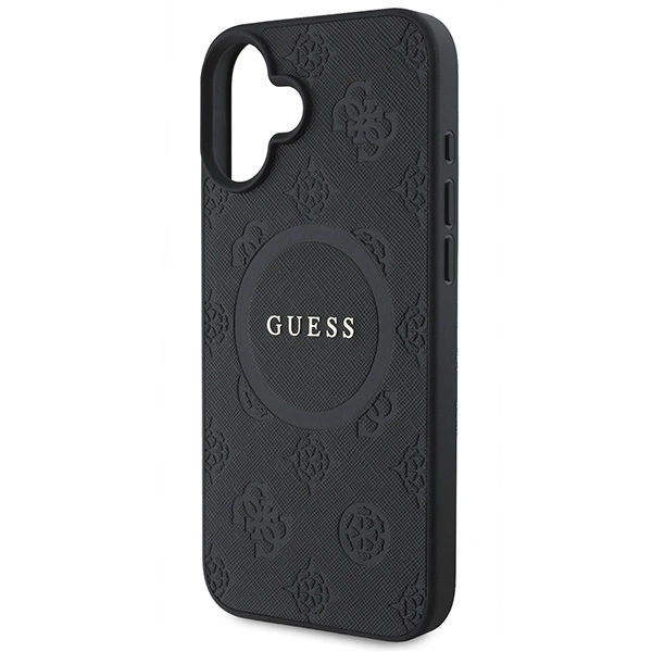 Guess Saffiano Peony Classic Logo MagSafe case for iPhone 16 - blackeng