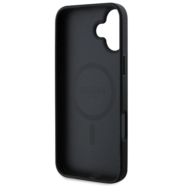 Guess Saffiano Peony Classic Logo MagSafe case for iPhone 16 - blackeng