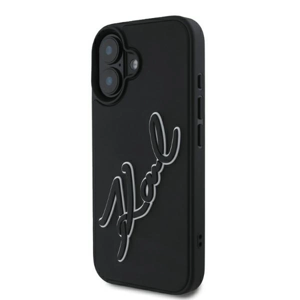 Karl Lagerfeld 3D Rubber Signature iPhone 16 Case - Blackeng
