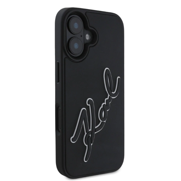 Karl Lagerfeld 3D Rubber Signature iPhone 16 Case - Blackeng