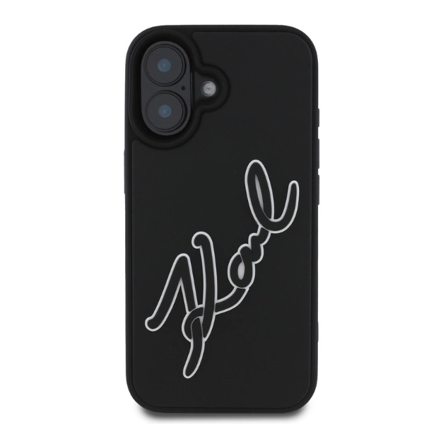 Karl Lagerfeld 3D Rubber Signature iPhone 16 Case - Blackeng