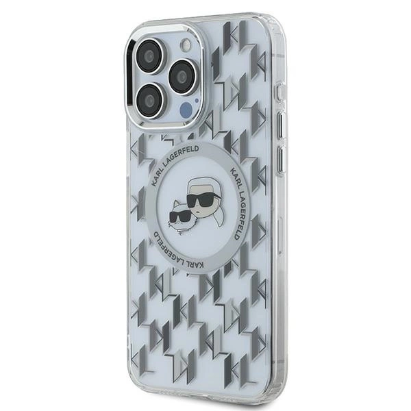 Karl Lagerfeld IML Monogram Karl & Choupette Head MagSafe iPhone 15 Pro Case - Cleareng