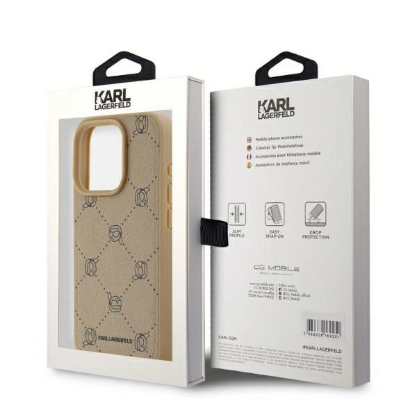 Karl Lagerfeld Magsafe Karl Head iPhone 15 Pro Case - Beigeeng