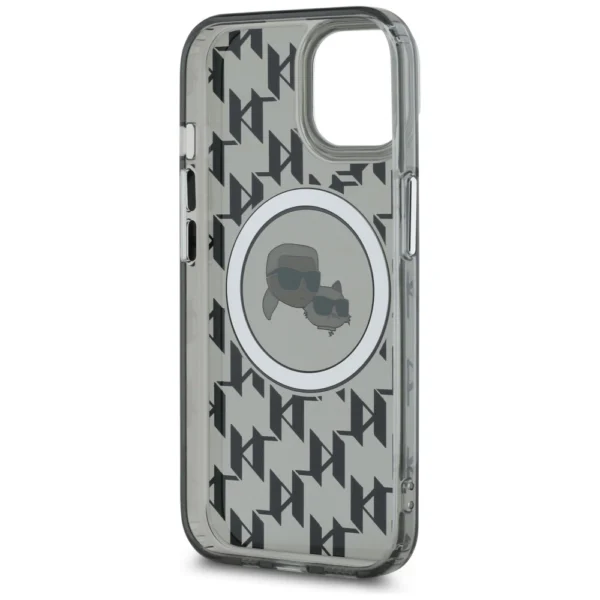 Karl Lagerfeld IML Monogram Karl & Choupette Head MagSafe iPhone 15 Plus Case - Blackeng