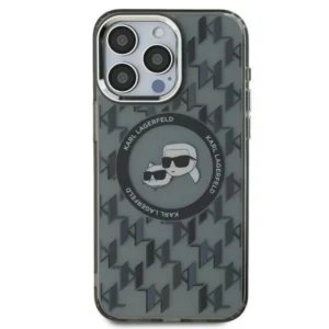 Karl Lagerfeld IML Monogram Karl & Choupette Head MagSafe iPhone 15 Case - Blackeng
