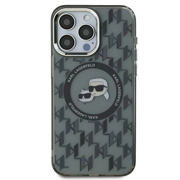 Karl Lagerfeld IML Monogram Karl & Choupette Head MagSafe iPhone 15 Case - Blackeng