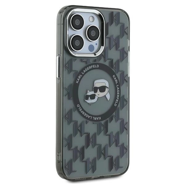 Karl Lagerfeld IML Monogram Karl & Choupette Head MagSafe Case for iPhone 15 Pro Max - Blackeng