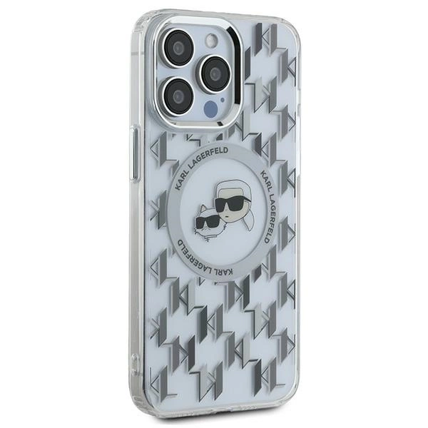 Karl Lagerfeld IML Monogram Karl & Choupette Head MagSafe Case for iPhone 15 Pro Max - Cleareng