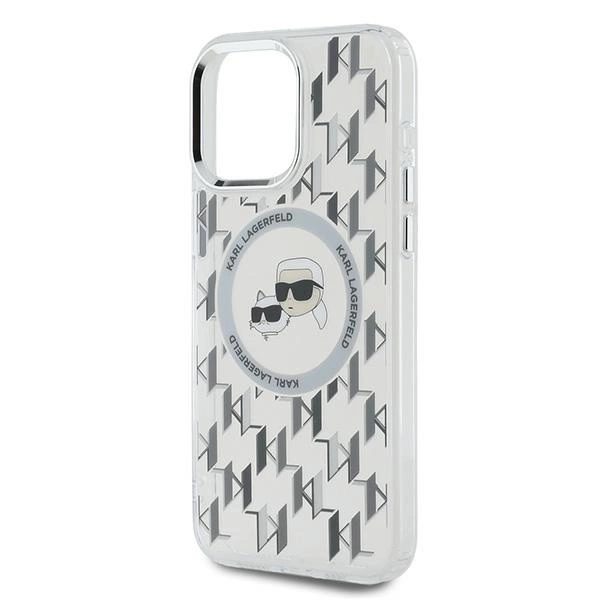 Karl Lagerfeld IML Monogram Karl & Choupette Head MagSafe Case for iPhone 15 Pro Max - Cleareng