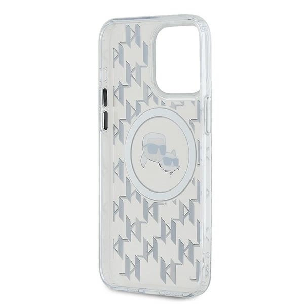 Karl Lagerfeld IML Monogram Karl & Choupette Head MagSafe Case for iPhone 15 Pro Max - Cleareng