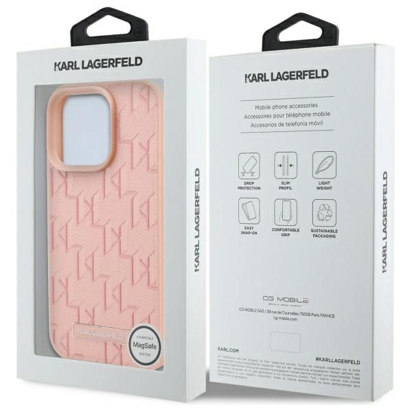 Karl Lagerfeld Hot Stamp Magsafe iPhone 16 Pro Case - Pinkeng