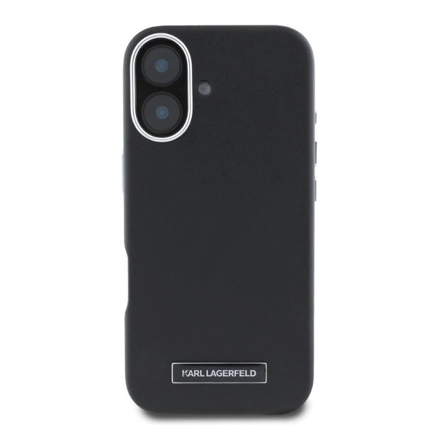 Karl Lagerfeld FW Metal Plate MagSafe iPhone 16 Case - Blackeng