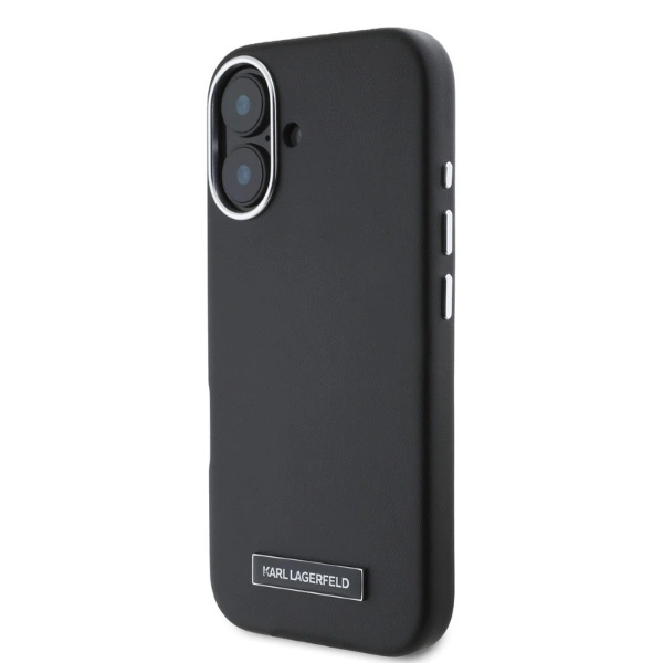 Karl Lagerfeld FW Metal Plate MagSafe iPhone 16 Case - Blackeng