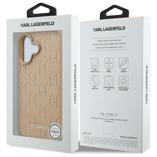 Karl Lagerfeld Hot Stamp Magsafe iPhone 16 Case - Beigeeng