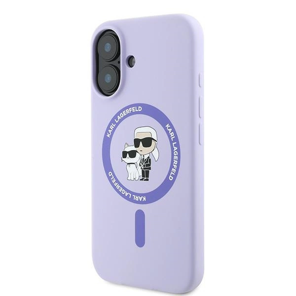 Karl Lagerfeld Silicone Karl&Choupette Ring MagSafe iPhone 16 Case - Purpleeng