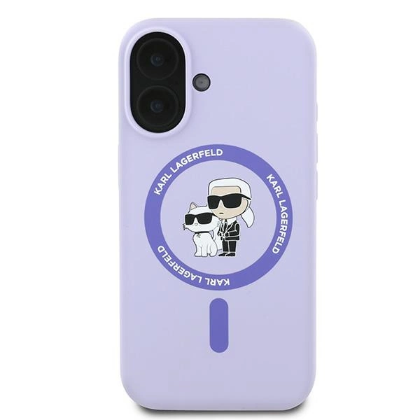 Karl Lagerfeld Silicone Karl&Choupette Ring MagSafe iPhone 16 Case - Purpleeng